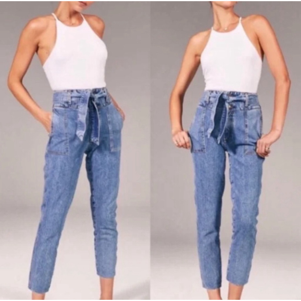 Abercrombie and Fitch Ulta High Rise Belted Denim Jeans Women’s Size 26 - Picture 10 of 10
